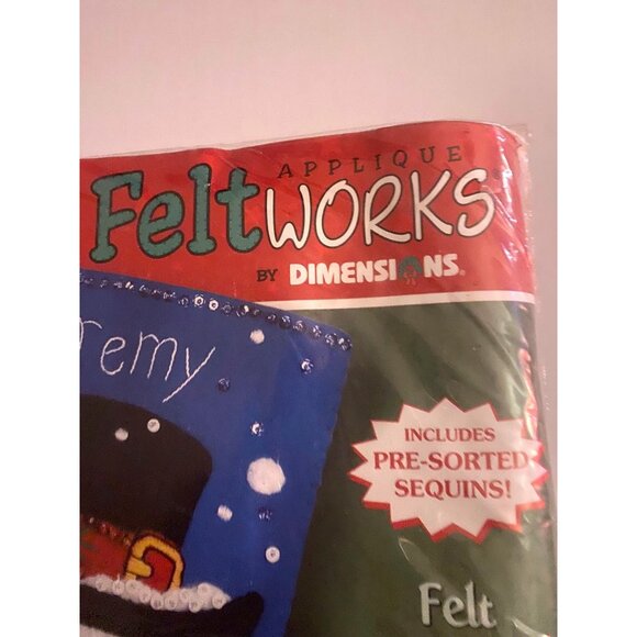 NOS Dimensions Feltworks Sequined Snowman Stocking Kit 18" 8113 2002 - Picture 2 of 6